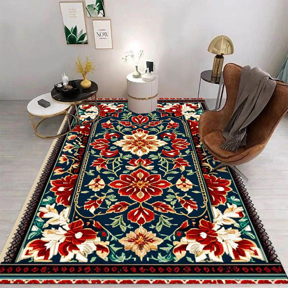 Retro Bohemian Persian Rug Anti-Slip Wear-resistant Carpet Indoor and Outdoor Living Room Bedroom Easy Clean Home Decor Classic