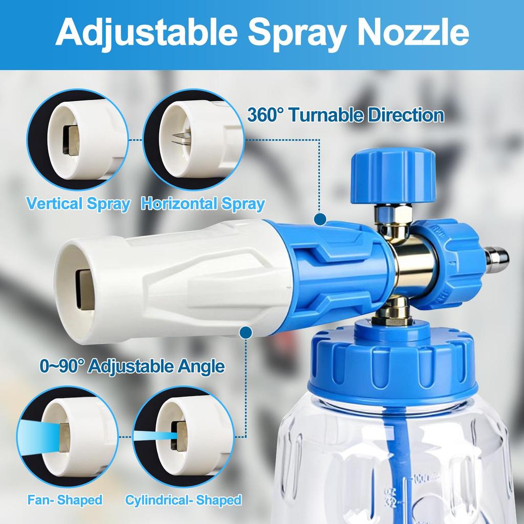 BEAR FORCE Foam Cannon Foam Generator, Heavy Duty Car Foam Blaster Wide Neck Adjustable Snow Foam Lance and Thick Foam for Pressure Washer