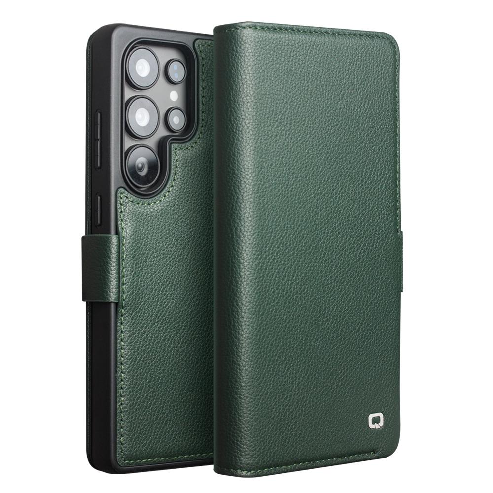QIALINO For Samsung Galaxy S25 Ultra Lommebokdeksel Ekte Kuskinn Flip Stativ Telefondeksel