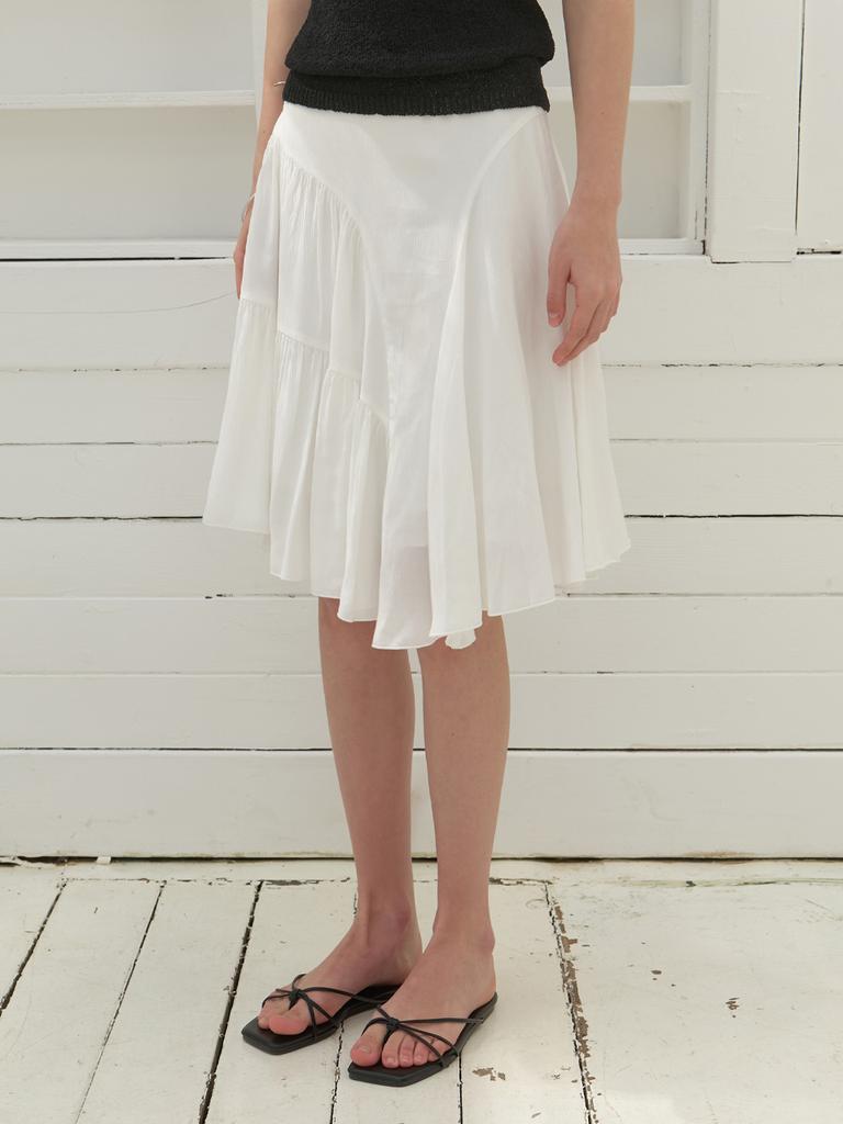 Liel Ena Chiffon Shirring Skirt (White)