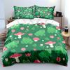 Cartoon Frogs Mushrooms Flower Background Bedding Set 1 Duvet Cover 2 Pillowcases For Adult And Children Luxury Gift Full Size