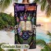 Witchcraft Theme Beach Towel Personalized Custom Name & Text Soft Quick Dry Beach Towel for Swimming Travel