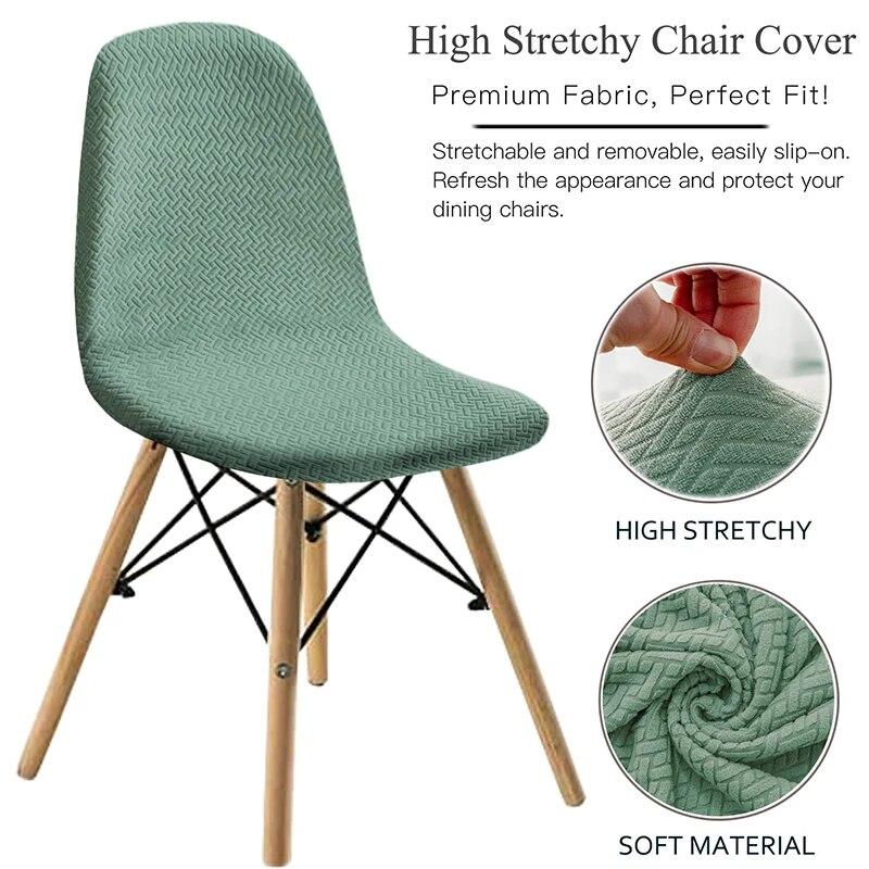 Twill Jacquard Shell Chair Cover Stretch Dining Chair Covers Slipcover Furniture Protector Hotel Home Living Room Removable 1PC