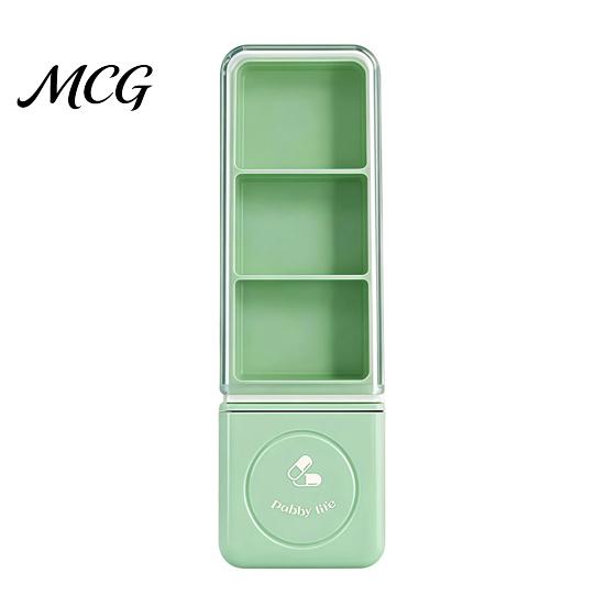 Moisture-proof Pill Box Mini Box, with Three Independent Grids And Cutter Slot, Travel Medication Case Moisture-Proof Seal Portable Organizer,