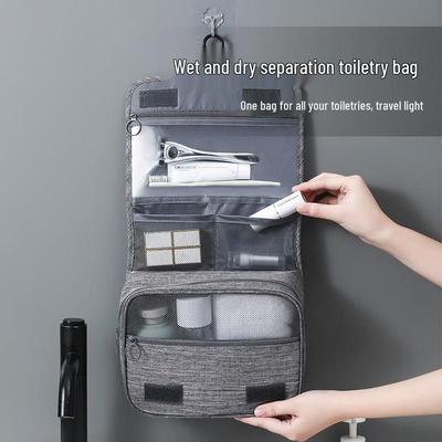 Cationic Hanging Toiletry Bag: Wet/Dry Separation Frosted Makeup Travel Organizer