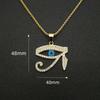 Pendentif Œil d'Horus Bling Glacé Égyptien Couleur Or Acier Inoxydable Amulette Charme Collier pour Hommes Bijoux Cadeau Égypte Ancienne
