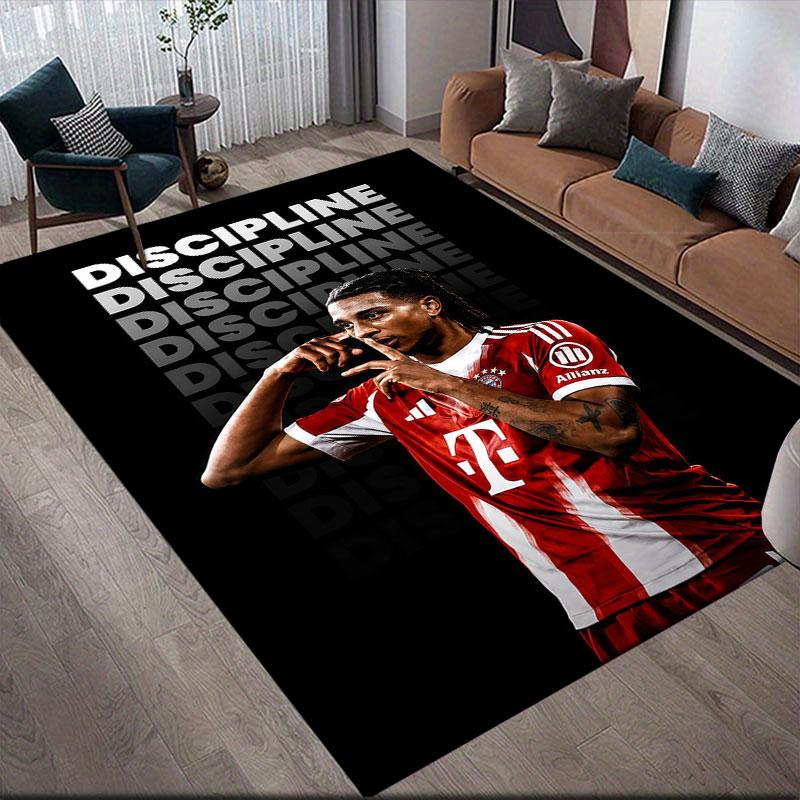 Michael Olise Flannel Printed Carpet, Home Sofa Decoration for Living Room & Bedroom, Non‑Slip Play Flannel Floor Mat for Game Room