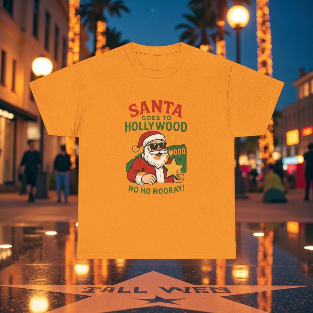 Santa Goes to Hollywood T-Shirt Ho Ho Hooray Christmas Tee Funny Xmas Tee Shirt 3XL