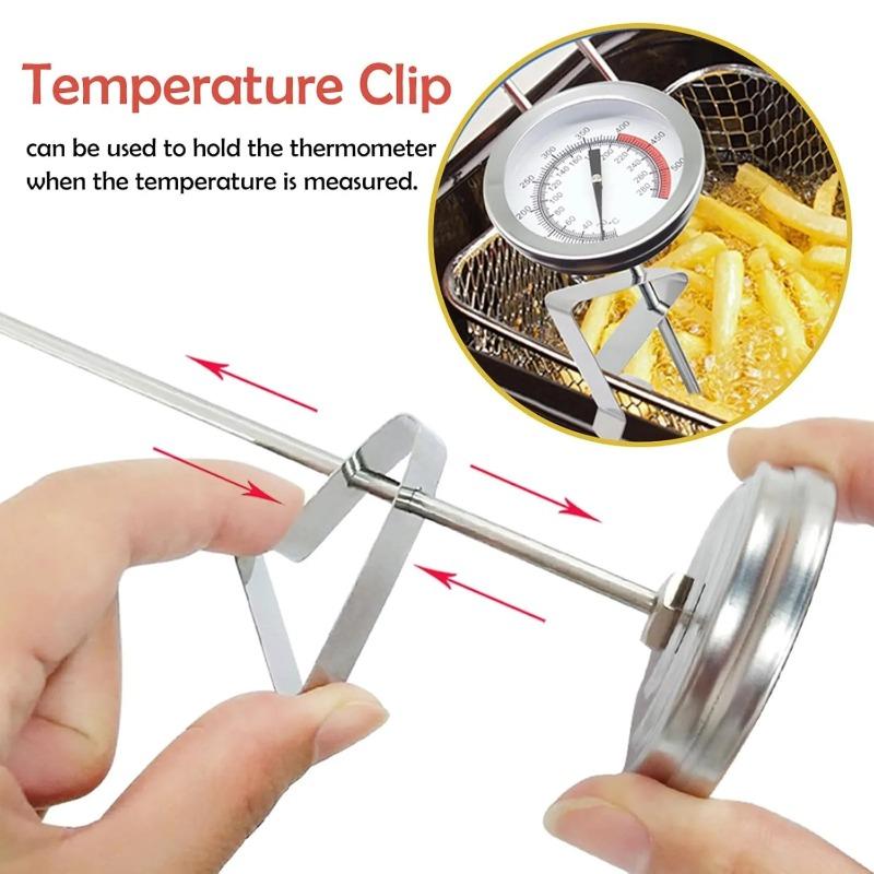 Küchenthermometer mit Topfclip, Sofortablesendes Fleischthermometer, Langfühler-Zifferblattthermometer zum Kochen, Süßigkeitenherstellen, Frittieren