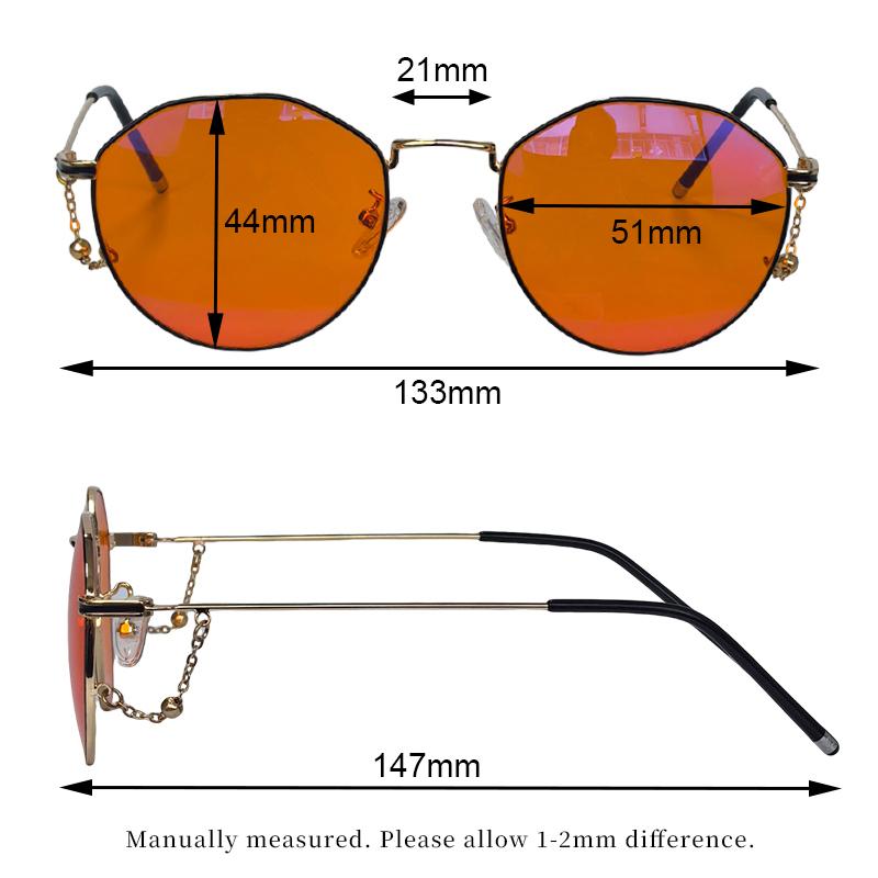 Blue Light Blocking Glasses Women Red Orange Lens Improve Sleep Metal Frame Small Size 133mm Nighttime Use