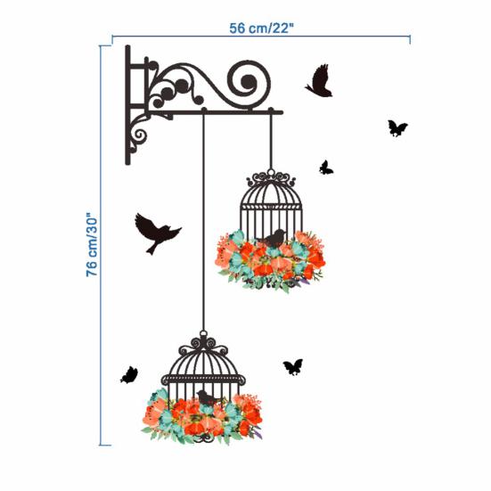 Removable Waterproof Adhesive Sticker Birdcage Flower Wall Home Decal Room Decor