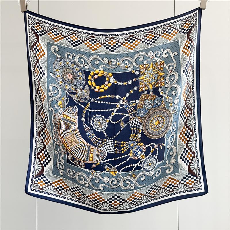 Luxury Women Silk Scarf Glowing Pearlescent Sheen Print 12MM Mulberry Silk Scarf Shawl Square Wrap Shawl For Women Bandana