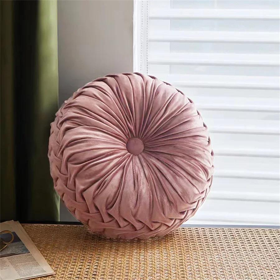 Velvet Pillow Round Pumpkin Seat and Back Cushions Lumber Support for Sofas Chairs Beds Cars Colorful Floor Cushions Home Decor