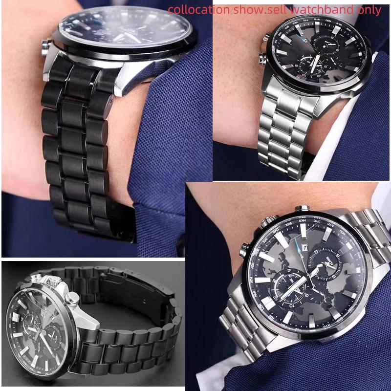 20mm 22mm Universelles Gebogenes Herren-Uhrenarmband Für Casio EFV-540 500 510 EQB-501 EFR-303 Massives Edelstahlarmband Metall-Uhrenkette