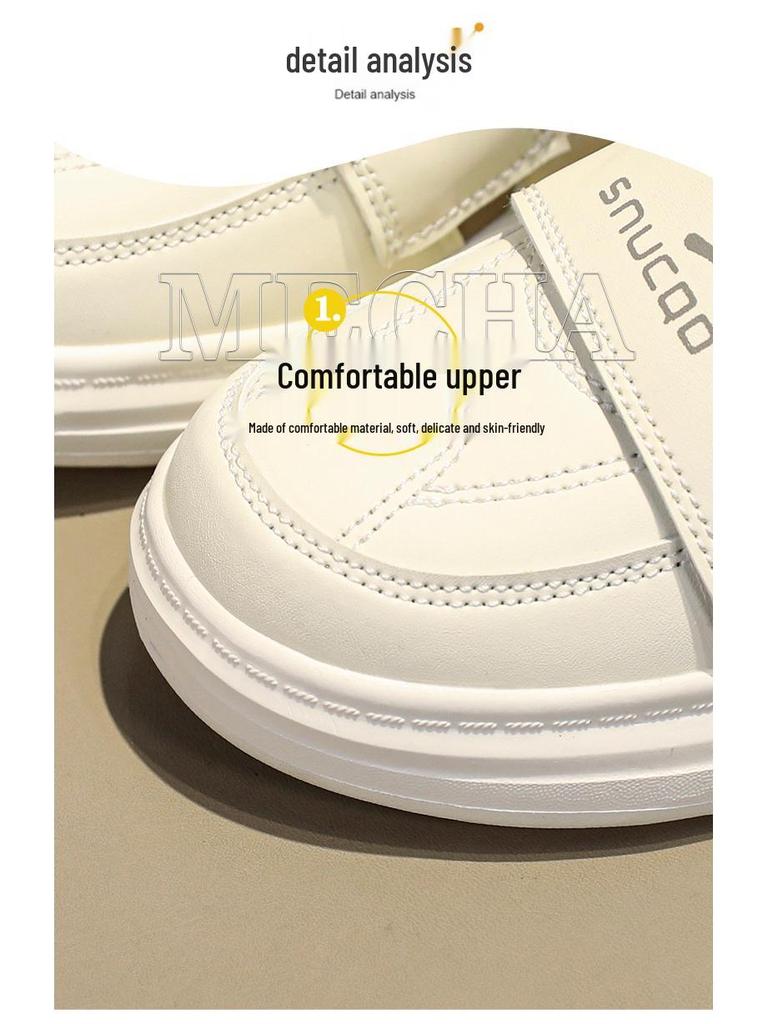 2025 Men's & Kids' Trendy Sports Shoes: Breathable Velcro White Shoes for Autumn
