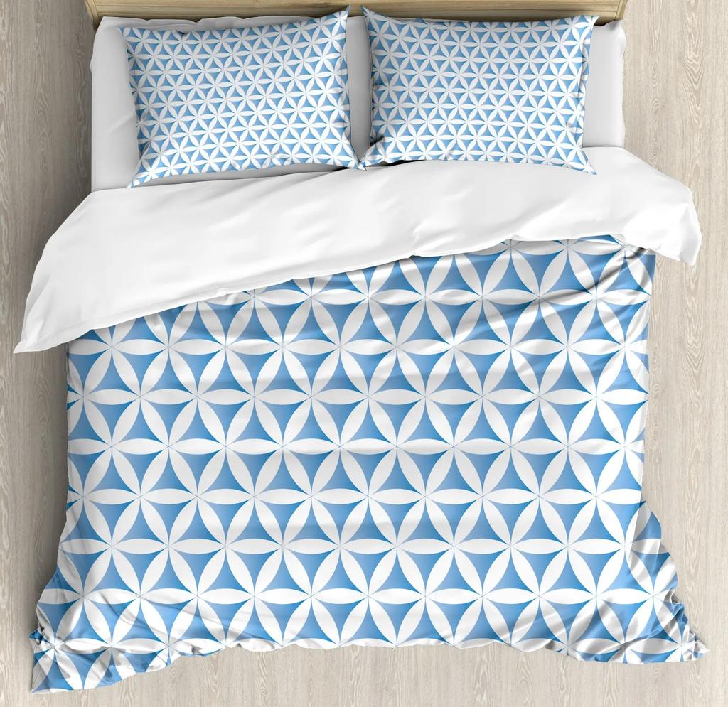 Flower of Life Duvet Cover Dark Blue with Geometry Print Quilt Cover for Children Teens Adults for Bedroom Decoration Queen Size