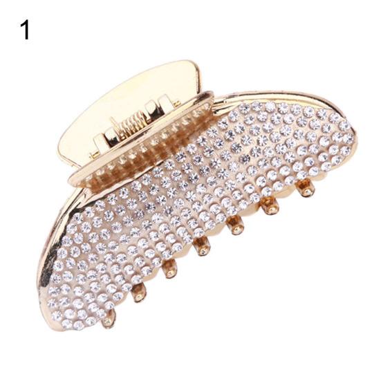 Elegant Women Rhinestone Faux Pearl Hair Claw Hairpin Ponytail Holder Accessory