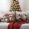 Set of 4 Christmas Cushion Covers 18x18 Inch Christmas Pillow Cases Square Xmas Pillow Case for Home Sofa Couch Room Decor