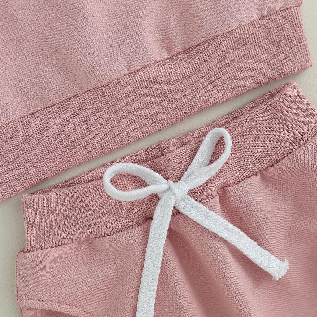 Citgeett Autumn Toddler Baby Girls Outfit Letters Print Long Sleeve Crew Neck Sweatshirt Elastic Waist Pants Fall Clothes