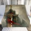 Medieval Knights Templar Patterns Blanket Retro Style Flannel Blanket Cosy Lazy Couch Cover Blanket Super Soft Sheet Mattresses