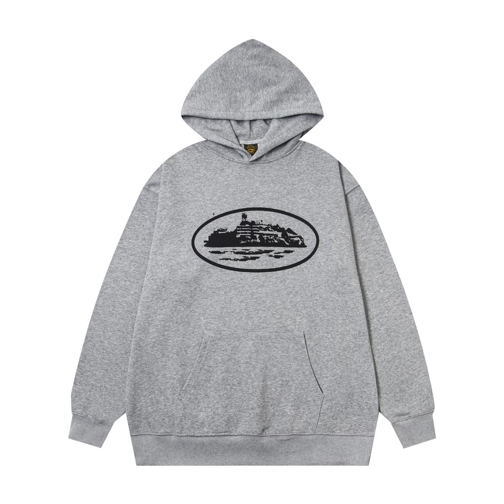 Alcatraz bright line print beauty tide street loose hooded sweater casual