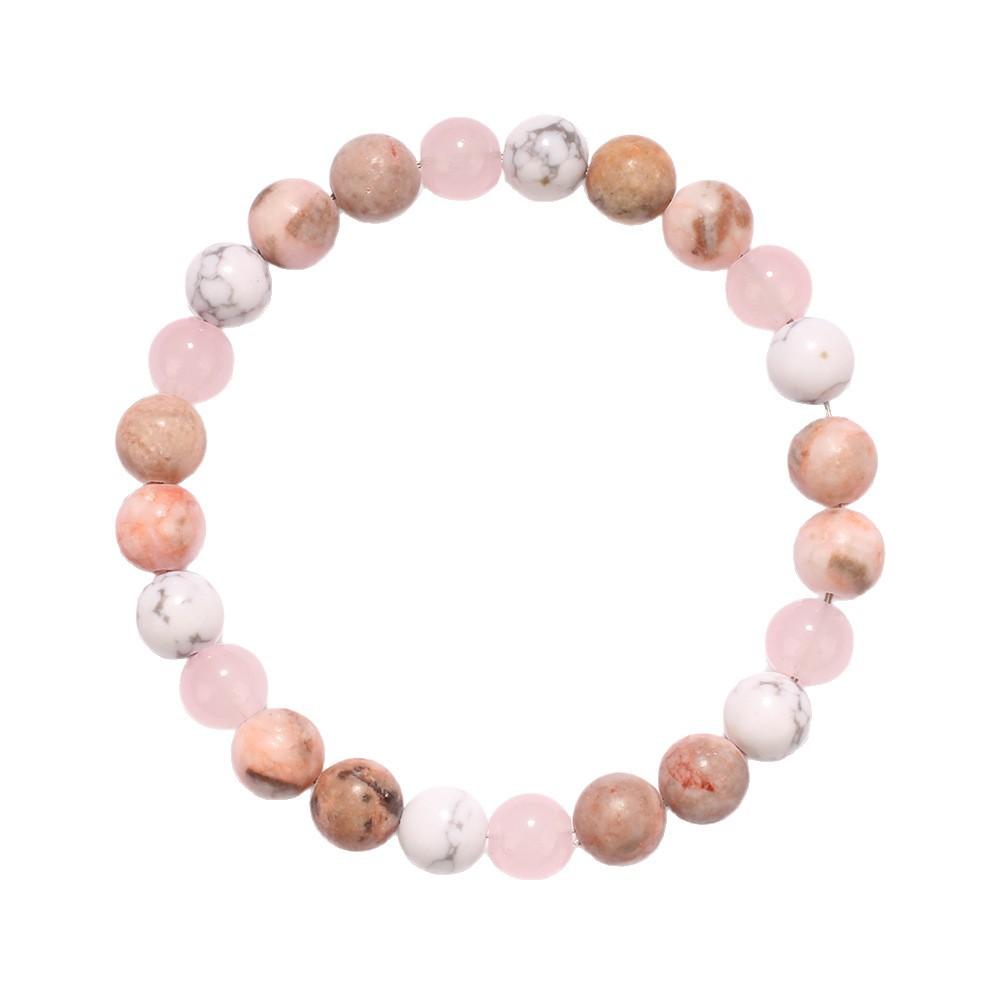Festive Gifts Pink Zebra Jasper Rose Quartz White Howlite Beaded Bracelet Soft Natural Fashion Jewelry For Women Daily Wear Gift