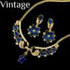 Vintage Retro Palaststil High-End Blaues Temperament Elegantes Wassertropfen Halskette Ohrring Set