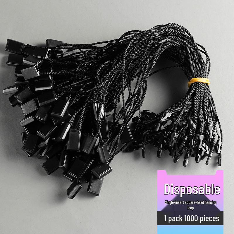 Universal Hanging Tag String for Clothing, Shoes, and Bags - Disposable, Single-Hole, Snap Button Design for Men’s, Women’s, and Kids' Items