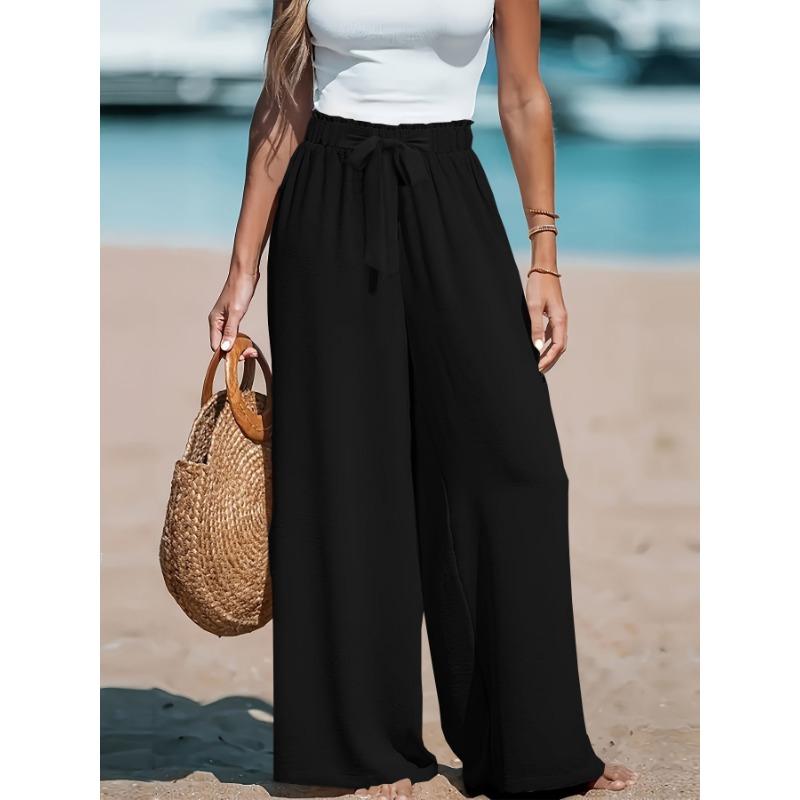 DAFIFY Women's Fashion Casual Solid Color Print High Waist Trousers Pants & Capris