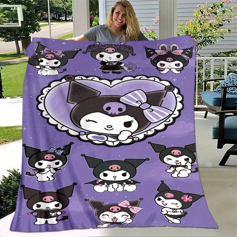 1pc. Cute Kawaii Gothic Kuromi Cat Patterned Blanket - Perfect for Home Decor, Office Use, Outdoor Activities, or as a Gift Idea!z0411294
