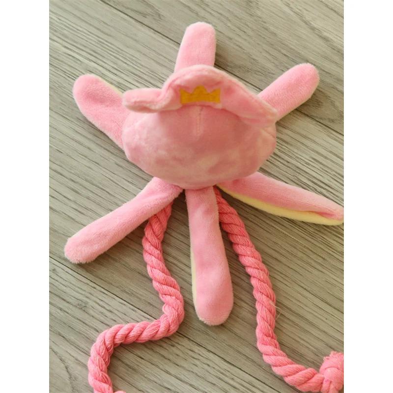 Cute Squid Dog Toy Octopus Plush Chew Squeak Toys For Small Dogs Pink Puppy Rope Teeth Cleaning Pet Supplies