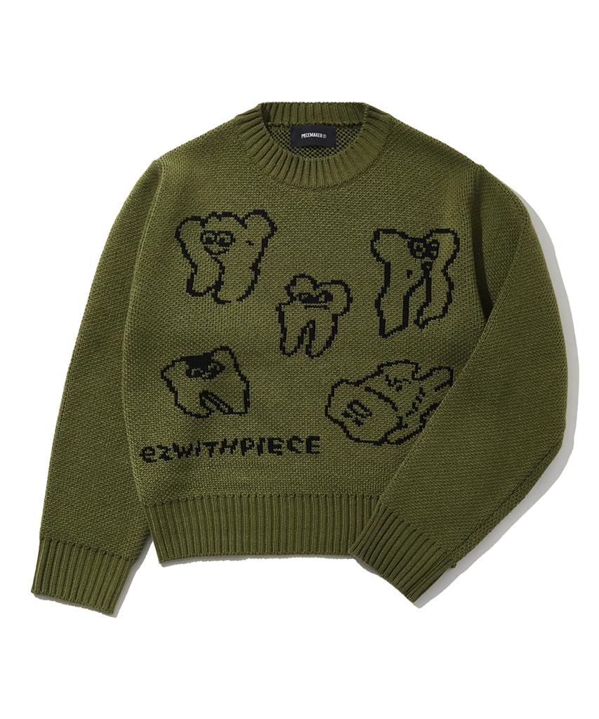 PEACE MAKER Teeth Knit Sweater (Avocado)