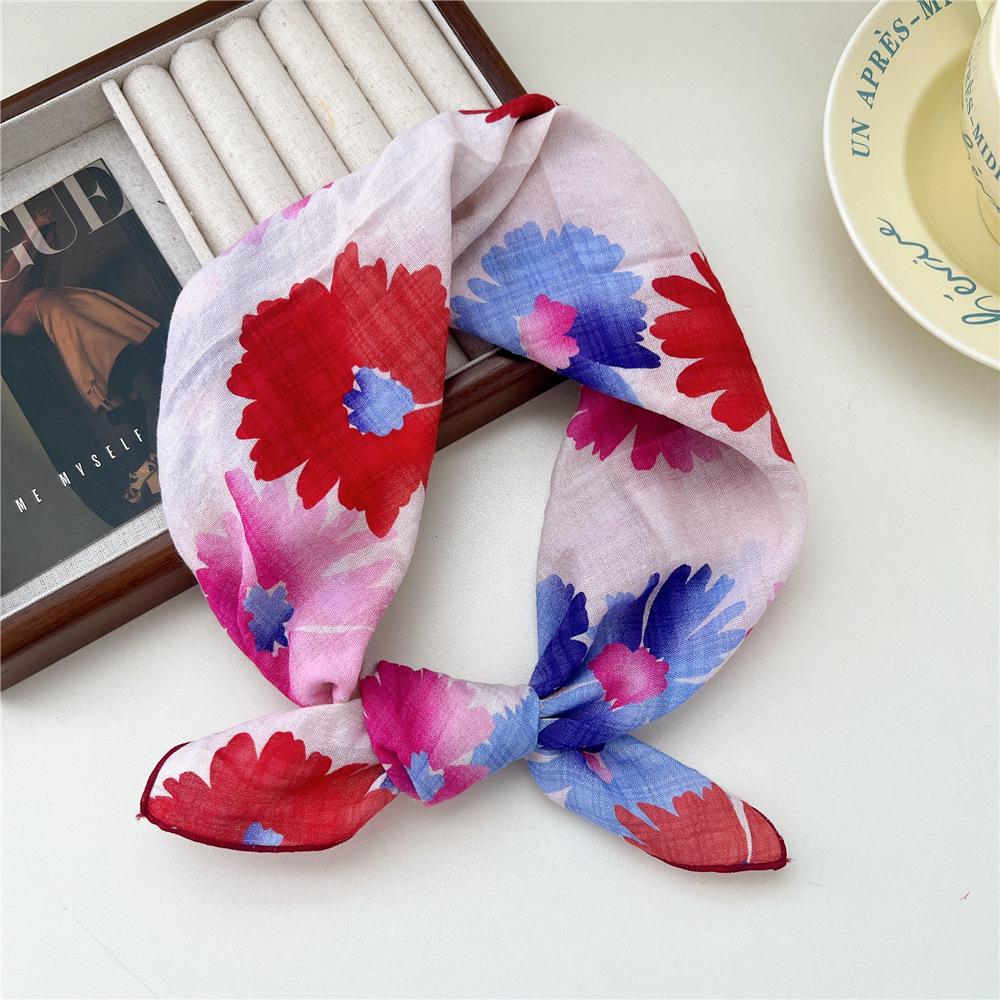 Versatile Women's Cotton Linen Silk Scarf – Spring/Autumn Neck Protector & Fashionable Head Scarf with Foreign Style