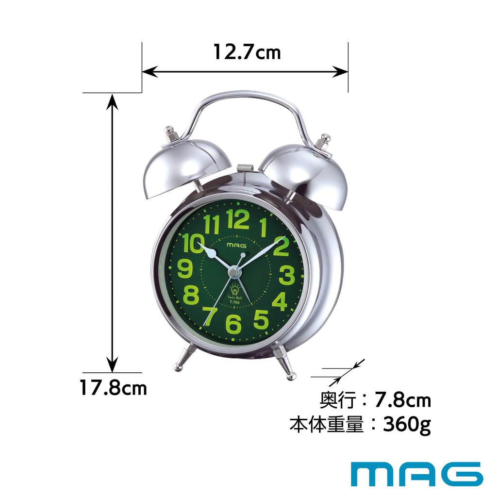 MAG Alarm Table Loud Twin Easy to Continuous Second Bell Bells Noah Precision Clock, Clock, Volume, Bell, Analog, Read, Quiet, Hand, Sound, Alarm,
