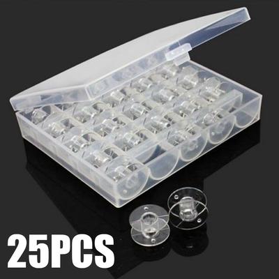 25 peças de bobinas novas para máquina de costura + caixa de plástico para Brother Janome Singer