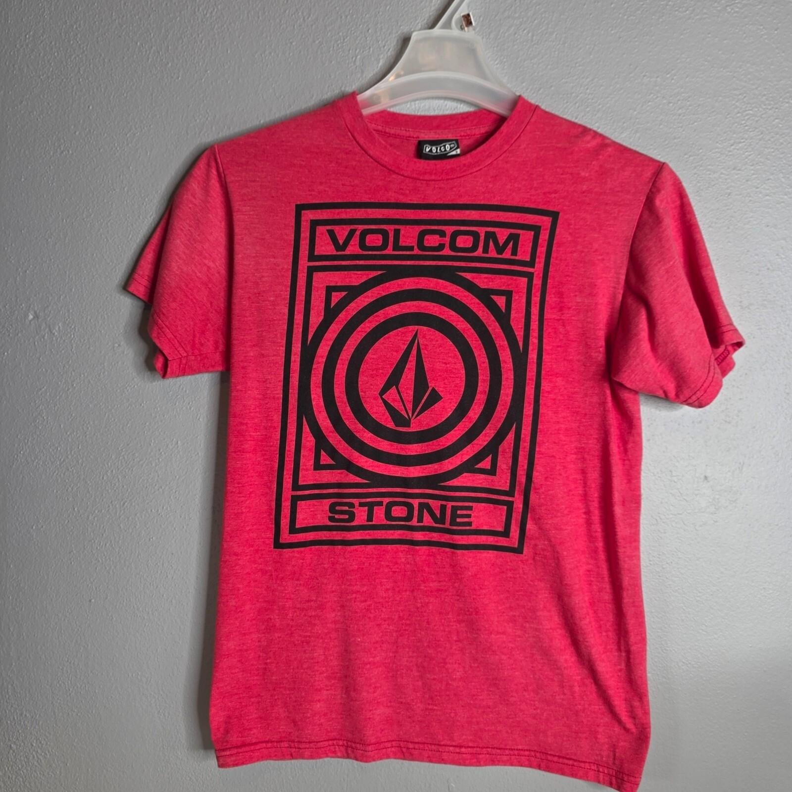 Volcom Surfing Shirt - Mens S - Red Cotton Black Stone Logo Graphic Tee Skate Unisex T-Shirt S