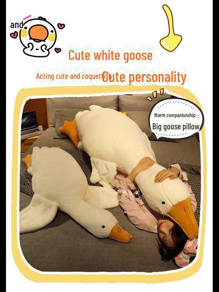 Big White Goose Plush Pillow – Cute Gift for Girls' Birthdays