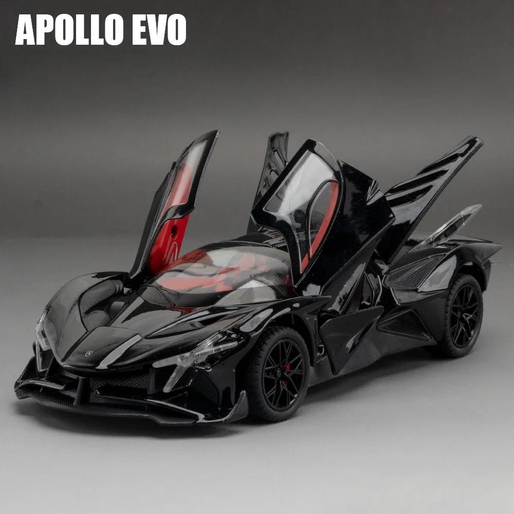 1/24 Scale Apollo EVO Alloy Sports Car Model Metal Diecast Miniature Toy with Pull Back Sound Light Vehicles Boys Birthday Gift