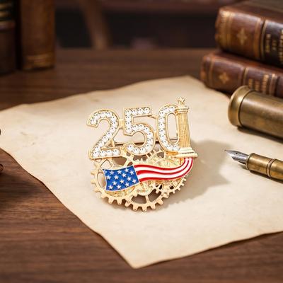 2inch US 250th Anniversary Enamel Brooch Pin Red White Blue American Flag Lapel Pin 250th Anniversary Pins Badge
