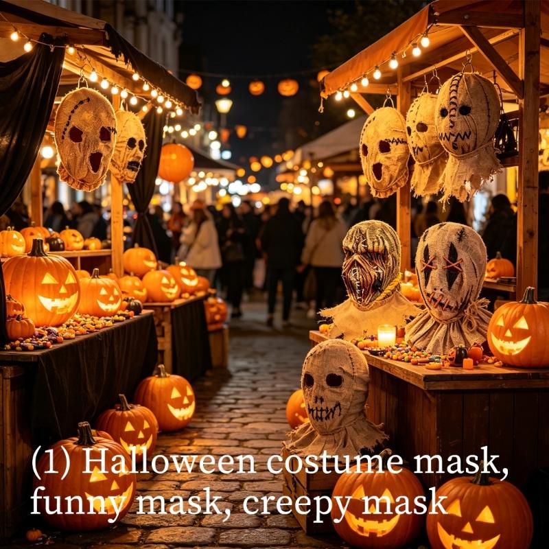 Party Costume Full Head Mask for Holiday Gatherings, Burlap-Look Horror Style for Pranks, Stage Scenes and Photos
