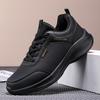 Sneakers shoes black large size leather casual shoes lightweight soft-soled shoes thick-soled non-slip and wear-resistant running shoes