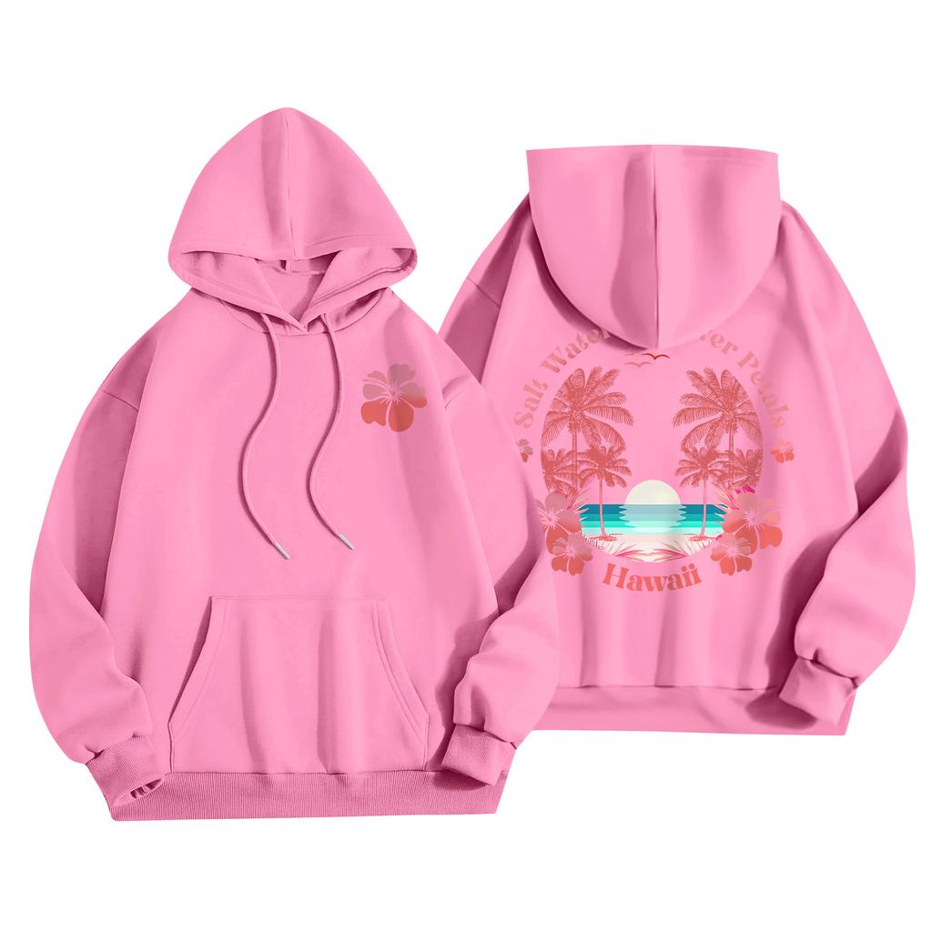 Women's Fashion Women's Lightweight Long Sleeve Pullover With Pockets Preppy Graphic Hoodie