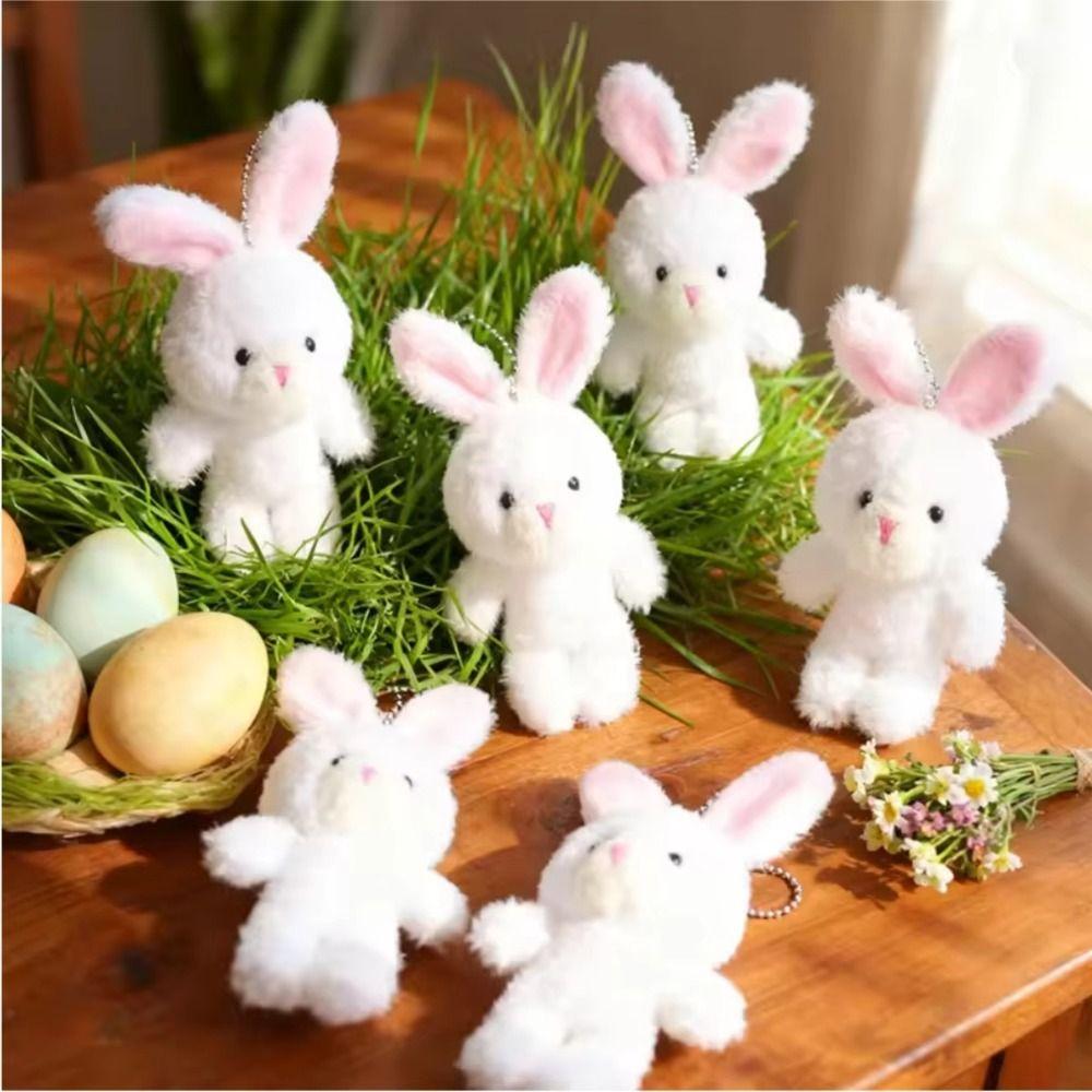 10Pcs Stuffed Little Rabbit Plush Toy Keyring Easter Party Bunny Plush Dolls  Holiday Gift
