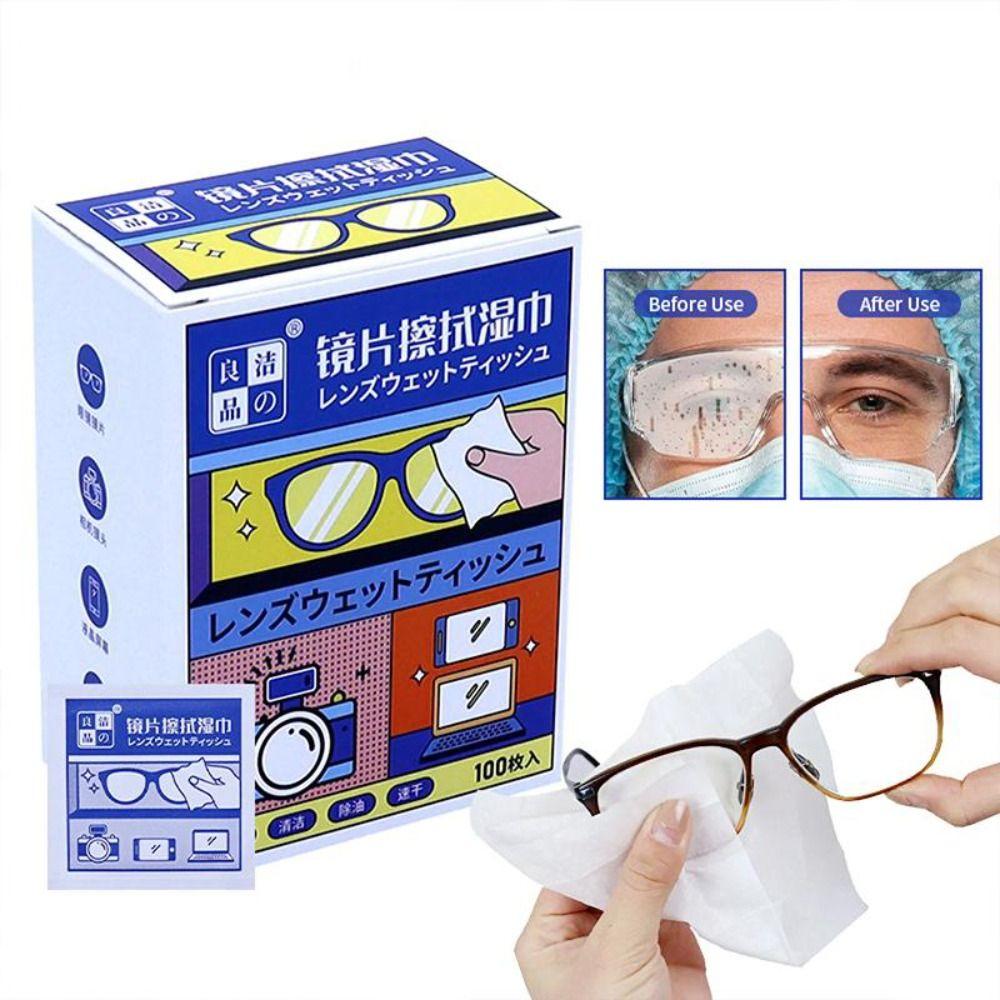 100Pcs/Box Portable Glasses Cleaning Cloth Disposable Glasses Cleaning Wipes