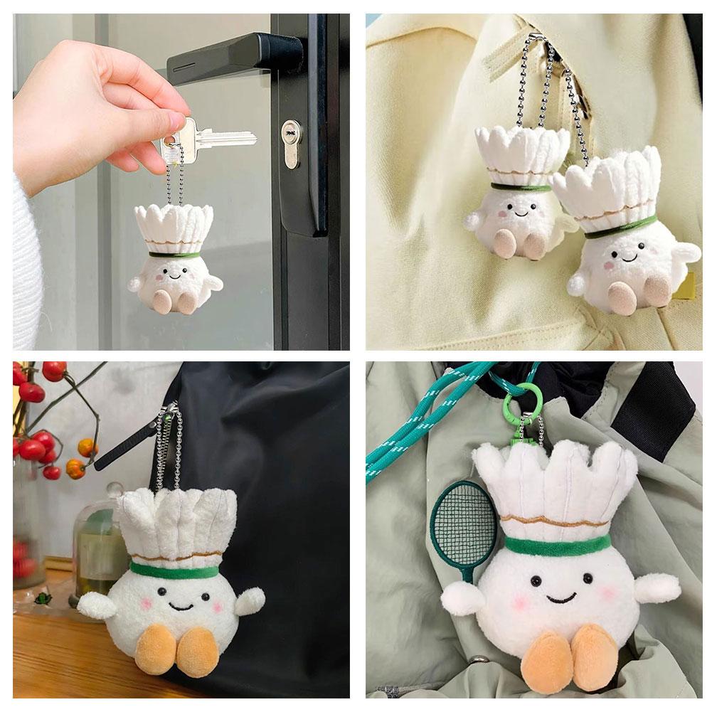 Kawaii Plush Badminton Pendant Cute Key Chain Adorable Plush Badminton Keychain Fluffy Sports Bag Charm Pendant Gift Items