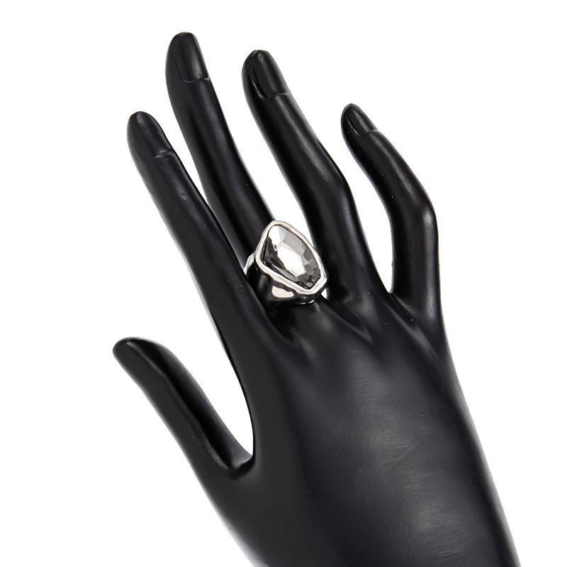 Grey Geometric Ring Women Minimalist Design Silver Color Square Finger Rings Asymmetrical Zircon Daily Wear Jewelry