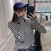 Large Size Striped Bottoming Shirt Long-sleeved T-shirt for Women in Autumn and Winter Fashionable and Versatile