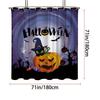 1pc Halloween Pumpkin Print Waterproof Shower Bathe Partition Privacy Hanging Curtain 12 Hooks Multiple Sizes Easy Installatio