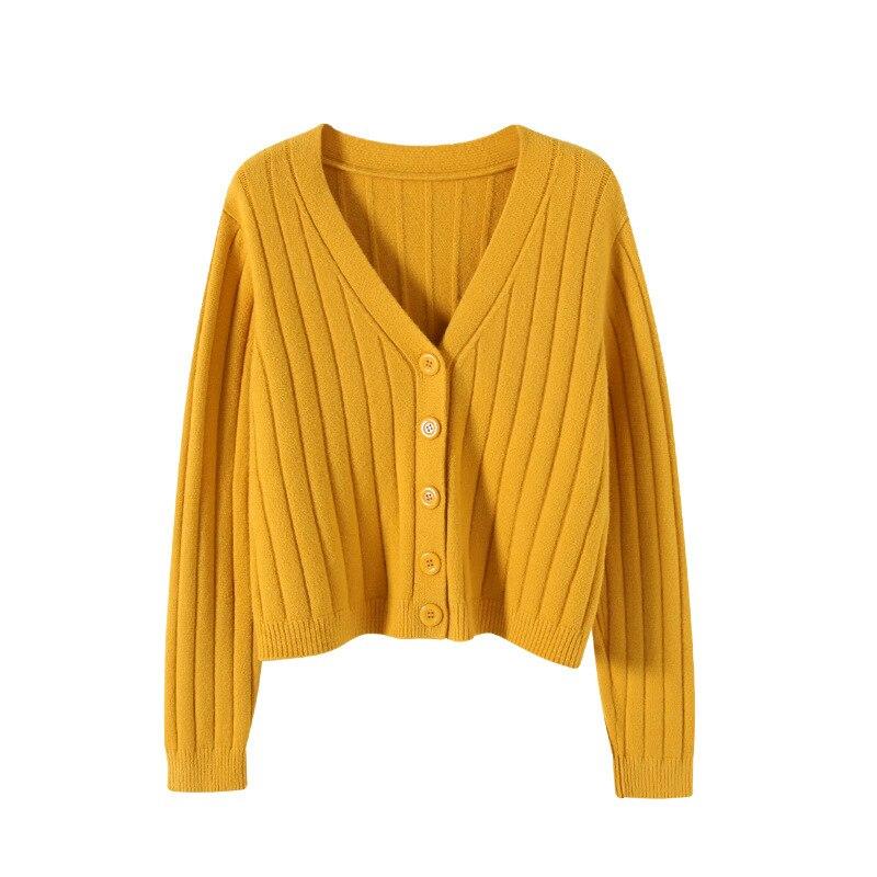 Cappotto lavorato a maglia Moda Solido allentato Maglione a maniche lunghe Autunno Inverno Maglioni con scollo a V Donna Cardigan con bottoni sottili Top Donna 28566
