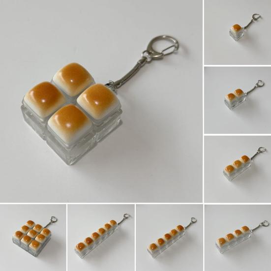Caramel Bread Fidget Keyboard Toy Stress Relief 1/2/3/4/5/6/9-Keys Keyboard Finger Clicker Keychain Office School Decompression Button Sensory Toy